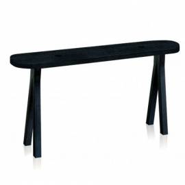 Banc 2 dots coins arrondis Frêne teinté noir/ Pied en Frêne teinté noir