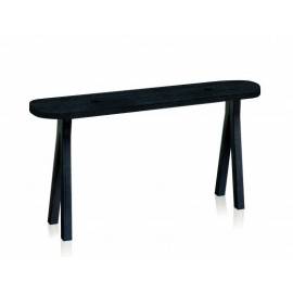 Banc 2 dots coins arrondis Frêne teinté noir/ Pied en Frêne teinté noir