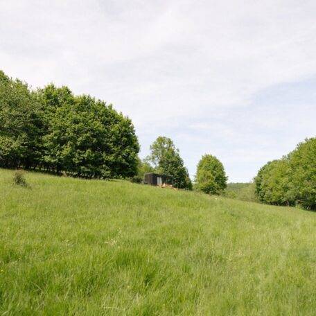 Casa minuscola in un prato