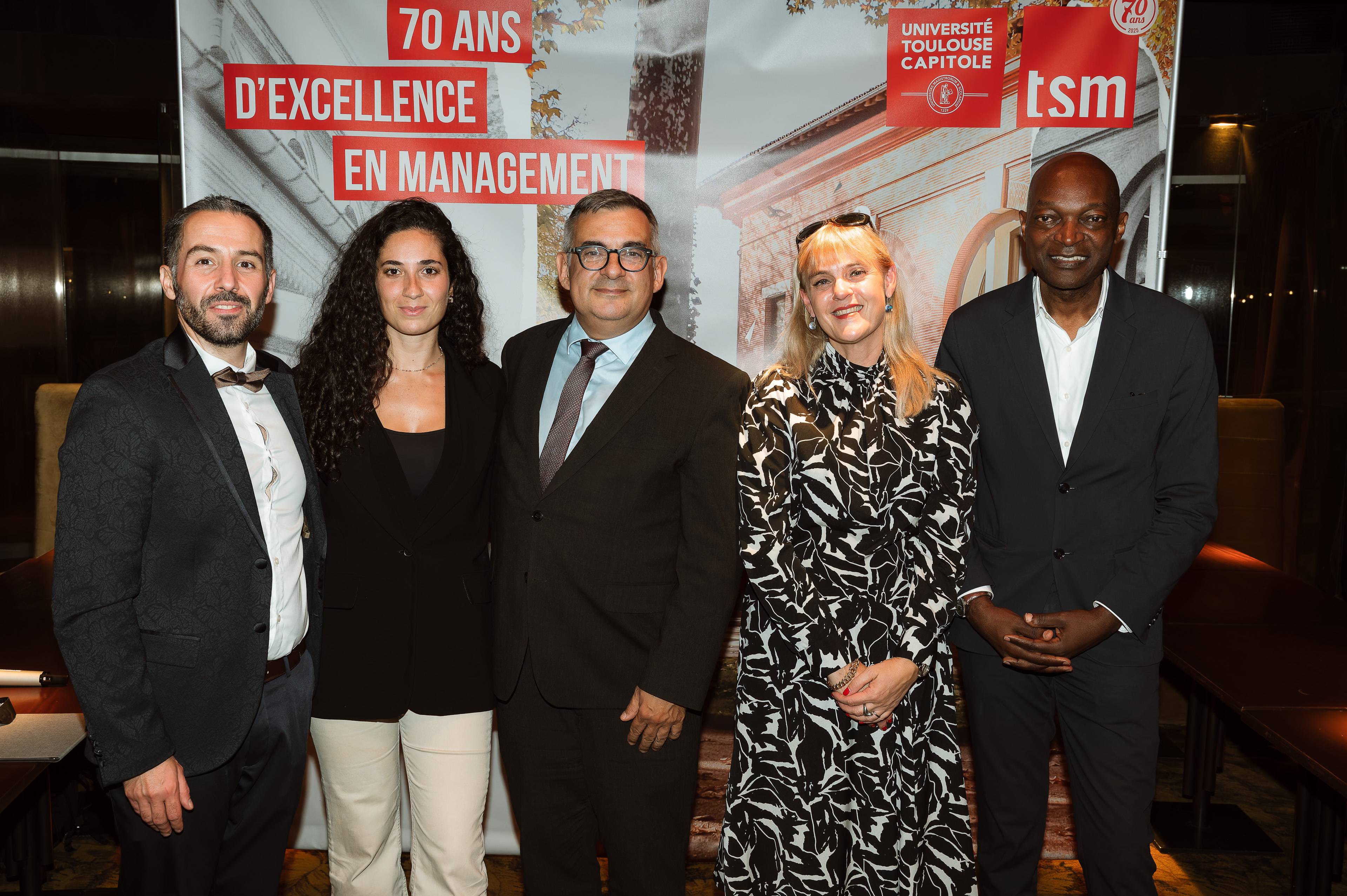 Julien Grobert, Emma Serrakh, Éric Gillis, Véronique Dominguez-Guillaume, Hugues Kenfack pour les 70 ans de TSM