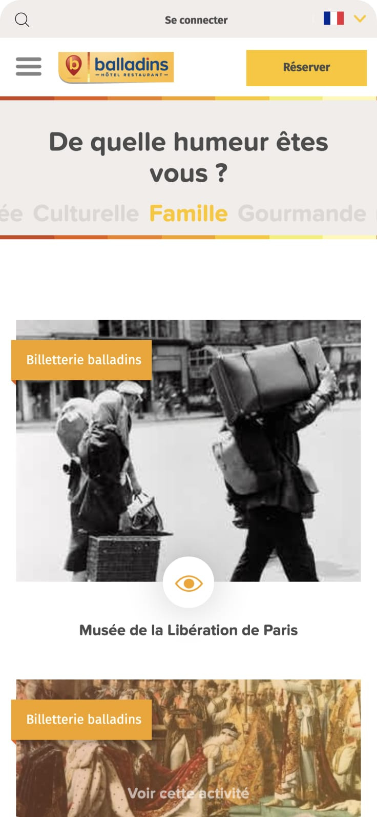 Activités à proximité en mobile