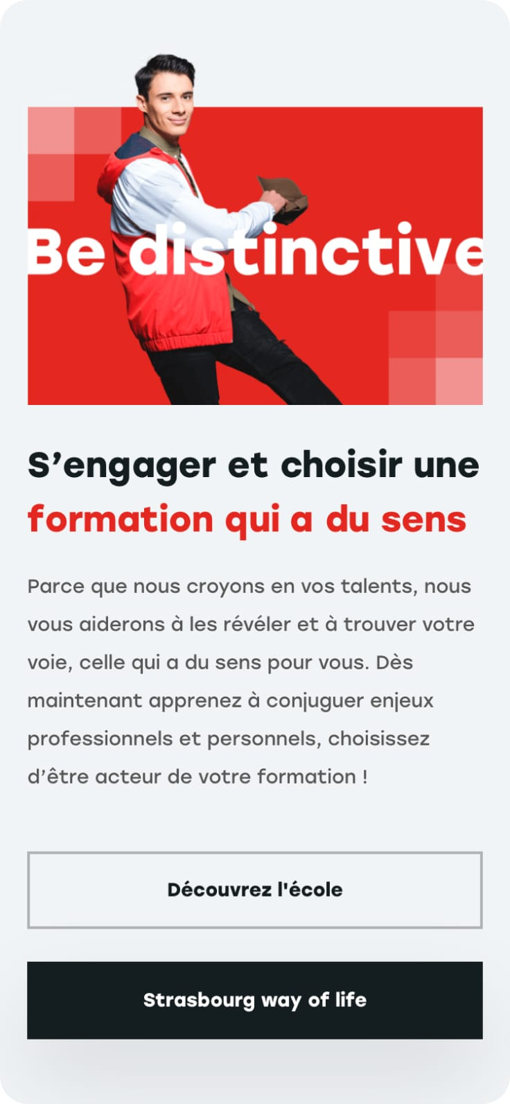 Affichage mobile du site de l'EM Strasbourg