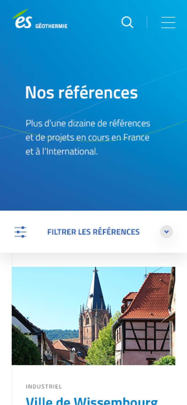 Section des références en mobile sur ÉS