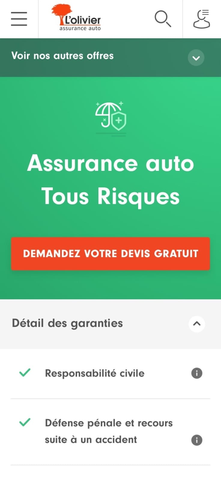 Assurance auto tous risques en mobile L'olivier