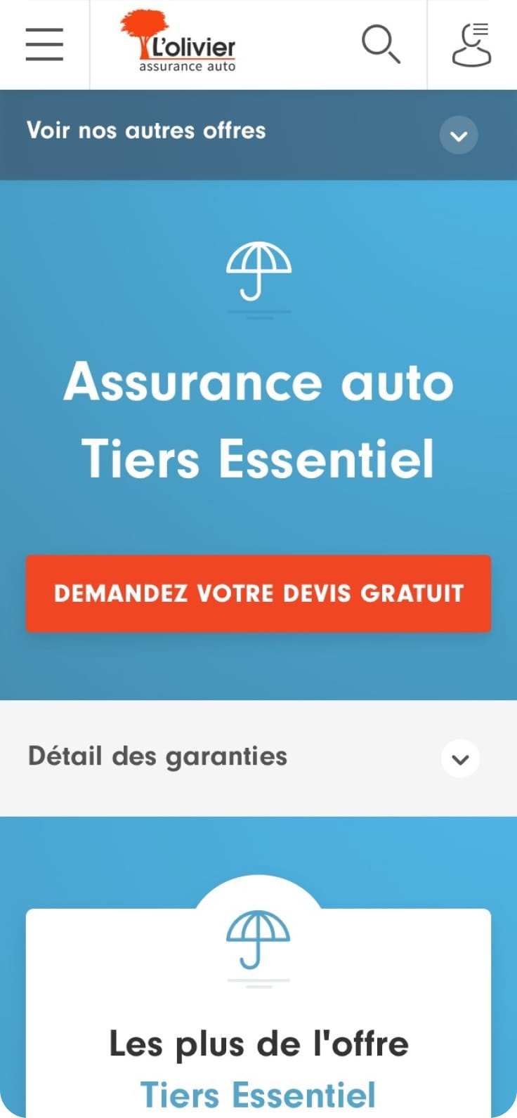 Assurance auto tiers essentiel en mobile L'olivier