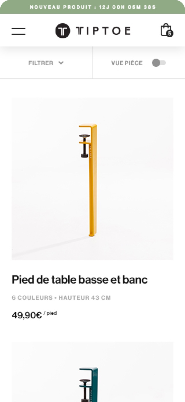 Fiche produit mobile Tiptoe