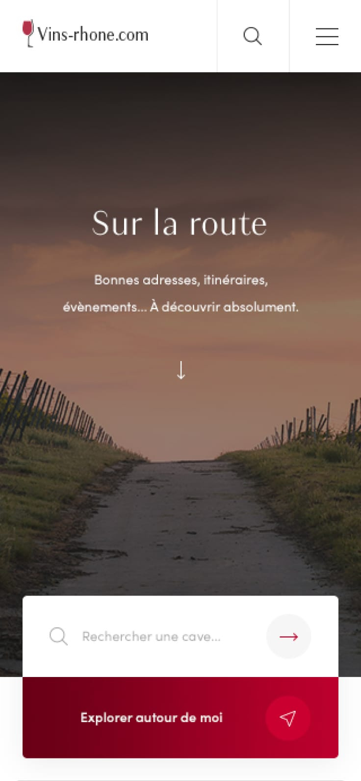 Page d'accueil mobile vins-rhone