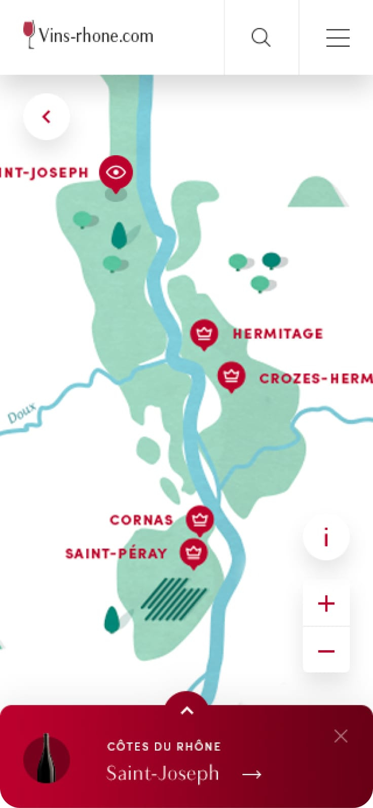 Carte interactive de la vallée du Rhône en mobile